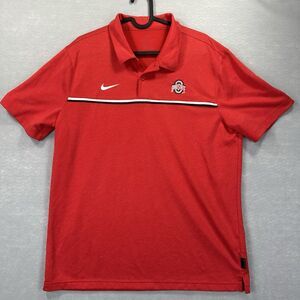Nike Ohio State Buckeyes Men’s Large Dri-Fit On Field Polo Red Embroidered Logo